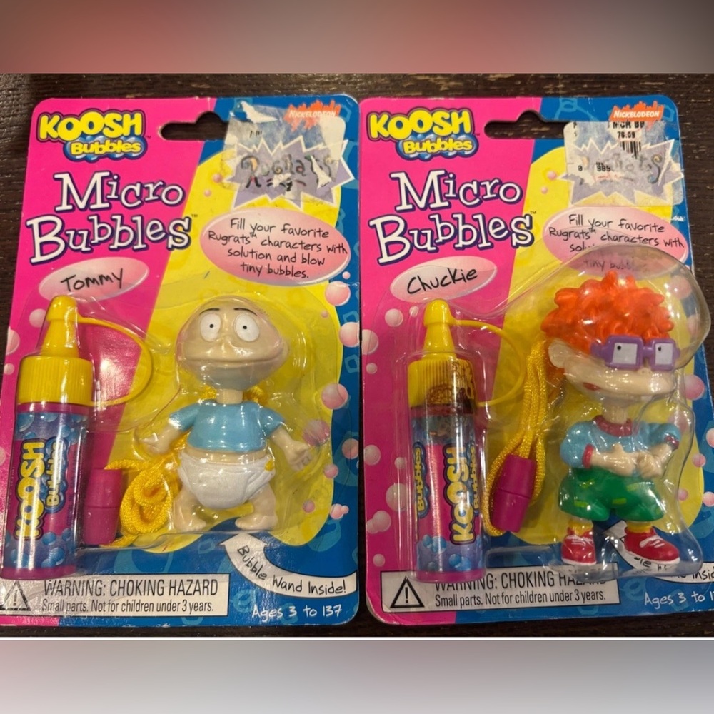 VTG 90s NICKELODEON Toys - RUGRATS Micro Bubbles - Tommy & Chuckie ~ NOS